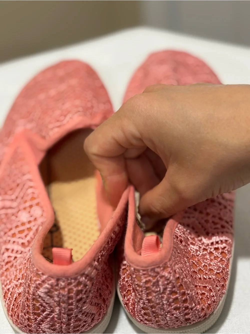 Rue21 Etc. Coral Pink Crochet Slip-On Flats | Women’s M 7/8